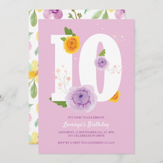 Save The Date Floral Spring Garden 10e fête d'anniversaire (Devant / Derrière)