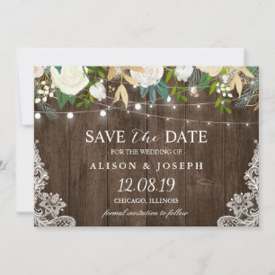 Save The Date Floral String Lights Rustic Country Enregistrer la