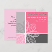 Save The Date Floral Sweep Pink Grey S'il vous plaît enregistrer (Devant / Derrière)