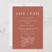 Save The Date Floral Terracotta Élégant mariage BOHO (Devant)