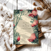 Save The Date Floral Vert or Mariage Art Nouveau