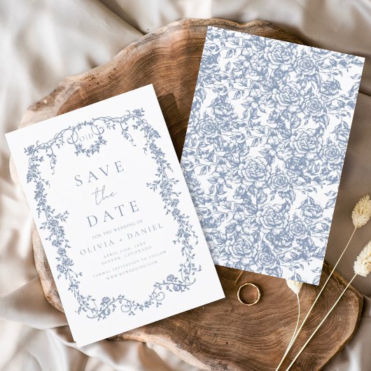 Save The Date Floral victorien Dusty Mariage français