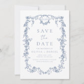 Save The Date Floral victorien Dusty Mariage français (Devant)