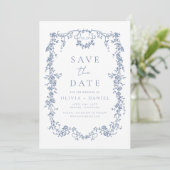 Save The Date Floral victorien Dusty Mariage français (Debout devant)