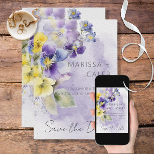 Save The Date Floral violet et jaune Mariage moderne