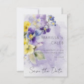 Save The Date Floral violet et jaune Mariage moderne (Devant)
