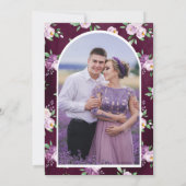 Save The Date Floral violet photo Dark Moody Plum Mariage (Dos)