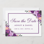 Save The Date Floral Violet Ultra Violet Enregistrer La Date PFV (Devant)