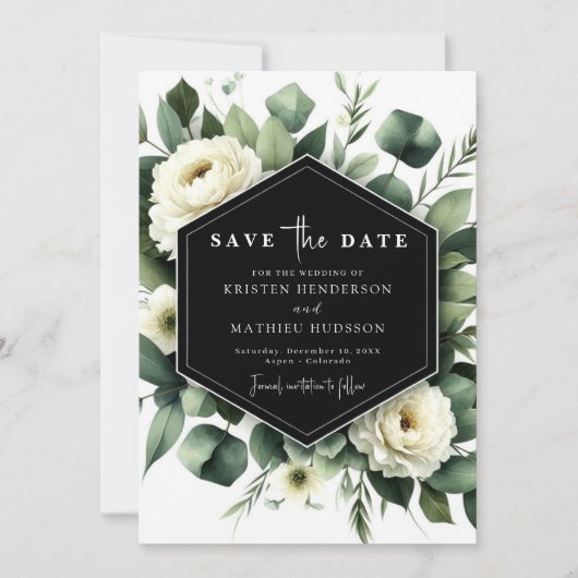 Save The Date Floral Whimsical Eucalyptus Mariage numérique (Devant)