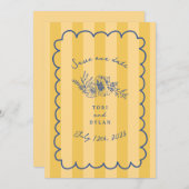 Save The Date Floral Yellow Stripe Botanique Enregistrer La Date (Devant / Derrière)