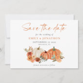 Save The Date Florales automnales Citrouilles orange Mariage de (Devant)