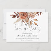Save The Date Florales en terre cuite rustique QR Code Mariage (Devant)