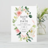 Save The Date Florales rose pâle Mariage botanique moderne (Debout devant)