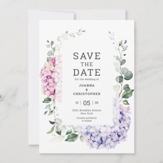Save The Date Florales rose pâle Mariage botanique moderne (Devant)