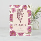 Save The Date Florales roses jolie cadre Mariage Enregistrer la (Debout devant)