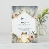 Save The Date Florales rustiques Mason Jar Mariage (Debout devant)