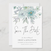 Save The Date Floraux Turquoises de Mist de mer Mariage de code (Devant)