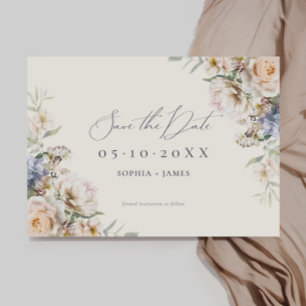 Save The Date Flore à crème bleue poussiéreuse