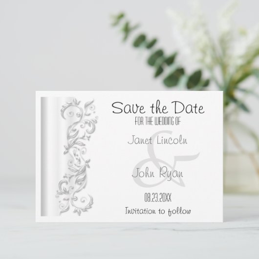 Save The Date Flore blanche Enregistrer la conception de la date (Debout devant)