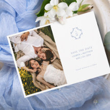 Flore bleu et blanc Mariage monogramme plat