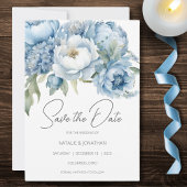 Save The Date Flore bleu glace