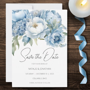 Save The Date Flore bleu glace