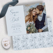 Save The Date Flore bleu poussiéreux
