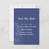 Save The Date Flore bleu simple non photo (Devant)