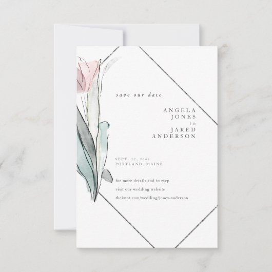 Save The Date Flore d'aquarelle de printemps Économisez nos date (Devant)