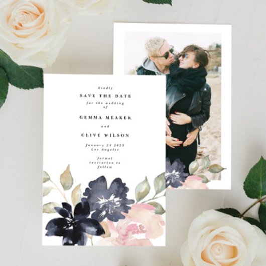 Save The Date Flore d'aquarelle romantique Mariage Photo
