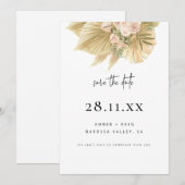 Save The Date Flore de laiton moderne Boho Pampas (Devant / Derrière)