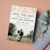 Save The Date Flore Elegance Peach Blush Sage Enregistrer La Dat