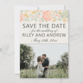 Save The Date Flore Elegance Peach Blush Sage Enregistrer La Dat (Devant)