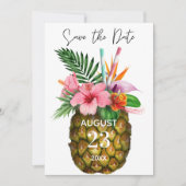 Save The Date Flore hawaïenne tropicale et ananas jaune (Devant)