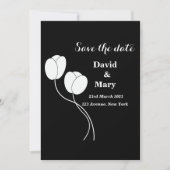 Save The Date Flore noir et blanc simple (Devant)