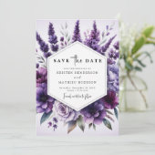 Save The Date Flore numérique Mariage floral violet (Debout devant)