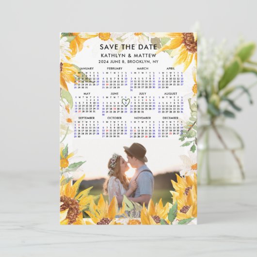 Save The Date Flore rustique verdure Simple Photo Enregistrer la (Debout devant)