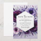 Save The Date Flore sur mesure Mariage floral violet (Devant / Derrière)