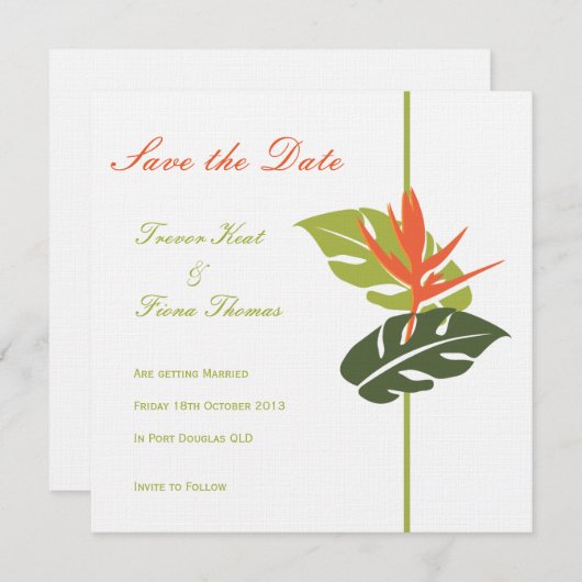 Save The Date Flore tropicale Enregistrer la date (Devant / Derrière)