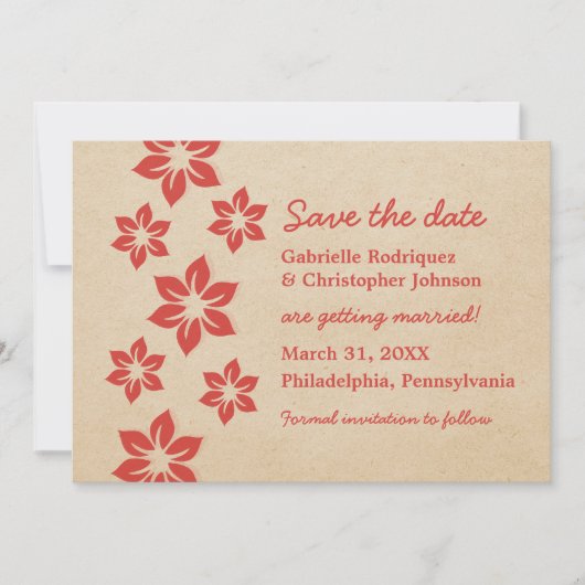 Save The Date Flore tropicale Enregistrer l'Invitation de date, (Devant)