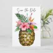 Save The Date Flore tropicale hawaïenne et ananas Kraft (Debout devant)
