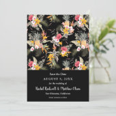 Save The Date Flore tropicale sur mariage noir Enregistrer la da (Debout devant)
