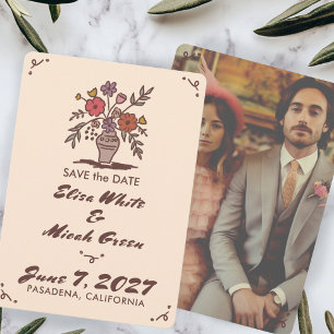 Save The Date Flore Vase Whimsical Rustique Croquis photo person