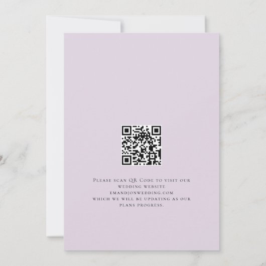 Save The Date Flore violette Lilac moderne QR Code Mariage (Dos)