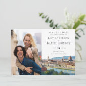 Save The Date Florence Skyline Watercolor Photo Wedding (Debout devant)