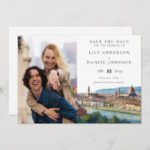 Save The Date Florence Skyline Watercolor Photo Wedding (Devant / Derrière)