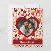 Save The Date Flores de coeur rouge gras modernes (Dos)