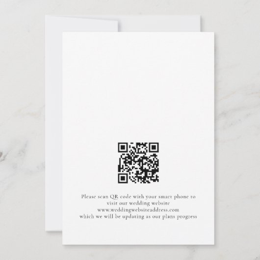 Save The Date Flores rose jaune moderne Script QR Code Mariage (Dos)