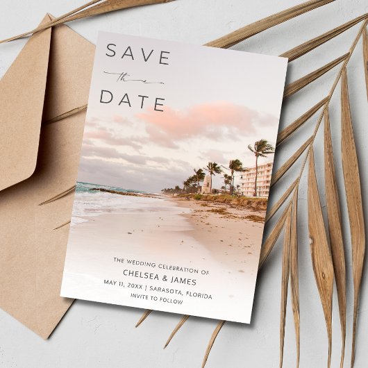 Save The Date Floride Beach Destination Mariage Photo