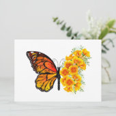 Save The Date Flower Butterfly with Yellow California Poppy (Debout devant)